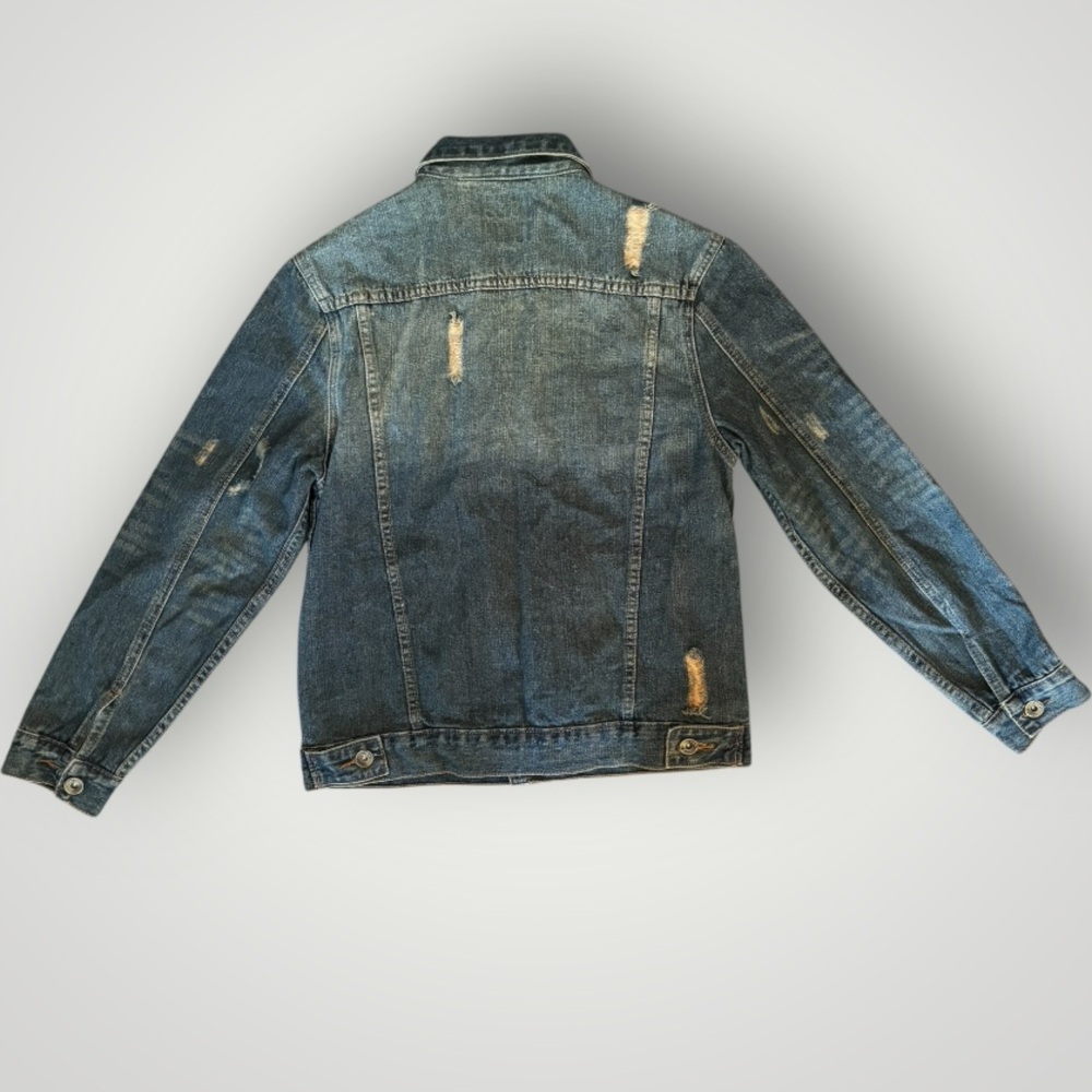 Agile Denim Mens Distressed Blue Jean Trucker Jacket Size M - Picture 5 of 11
